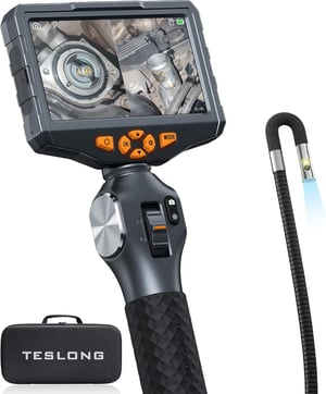 Teslong endoskopska kamera s dvije leće i zglobnim vrhom, 5" IPS zaslon - crna - 6,5 mm / 1,5 m