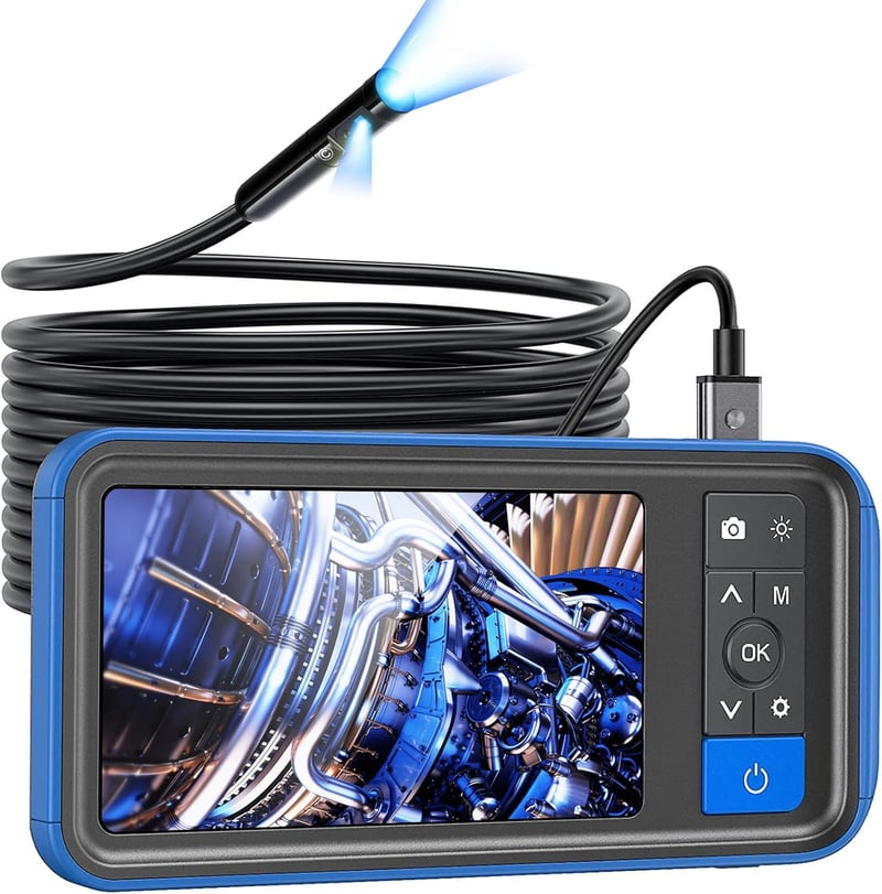Teslong Ipari Endoszkóp Kamera - Kettős Lencsés Vizsgálókamera 4,5" IPS Kijelzővel, IP67 Vízálló, 5m Kábel, 2500mAh Akkumulátor, 32GB SD Kár