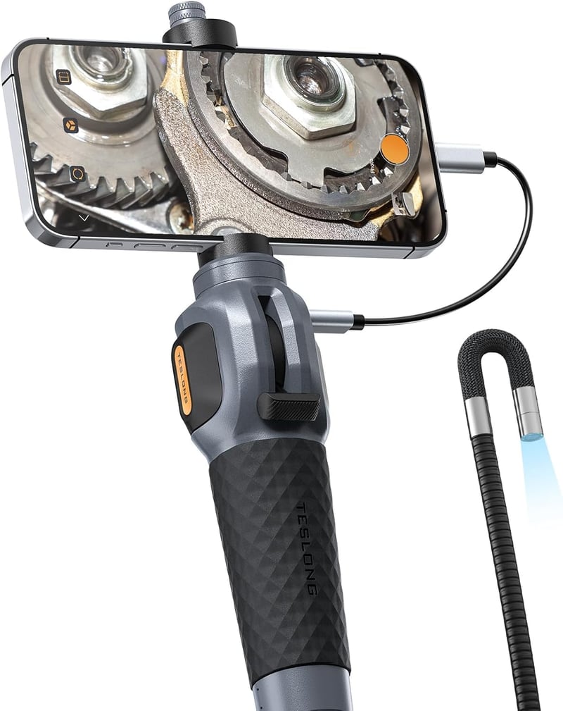Teslong USB-C Endoszkóp Kamera Mozgatható Fejjel - 1,55m Flexibilis Nyakkal, 8,5mm Kamerafejjel, 8 LED Világítással - Autószereléshez, Andro