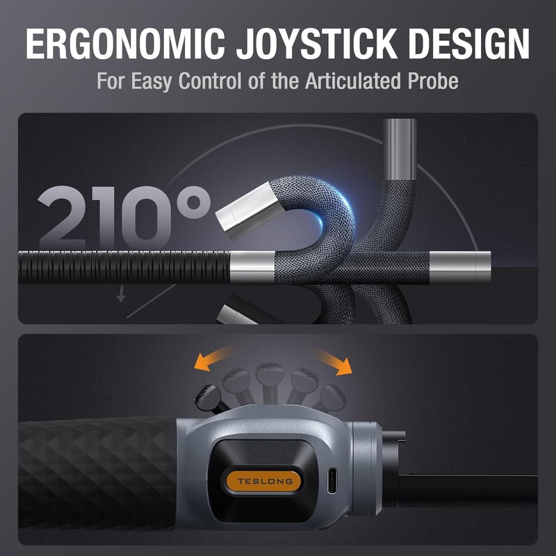 Teslong USB-C Endoszkóp Kamera Mozgatható Fejjel - 1,55m Flexibilis Nyakkal, 8,5mm Kamerafejjel, 8 LED Világítással - Autószereléshez, Andro