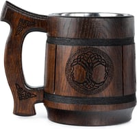 TESLYAR Viking Sörös Bögre 0,6L Fa Életfa Gravírozással Ajándék 1