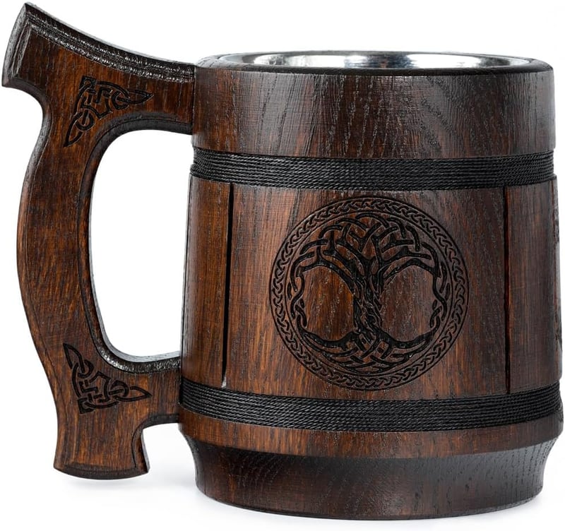 TESLYAR Viking Sörös Bögre 0,6L Fa Életfa Gravírozással Ajándék