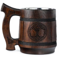 TESLYAR vikinška krigla za pivo s gravurom Drveta života - 0,6 l - smeđa 1