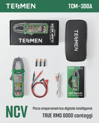 TESMEN TCM-300A Digitális Lakatfogó Multiméter AC/DC Feszültség Árammérő NCV Hőmérő 7