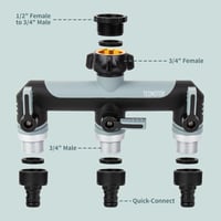 Tesmotor 3 utas vízcsap elosztó 3/4 col golyóscsappal vízáramlás szabályozáshoz - 3-way T-distributor/Grey 4
