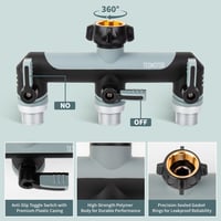 Tesmotor 3 utas vízcsap elosztó 3/4 col golyóscsappal vízáramlás szabályozáshoz - 3-way T-distributor/Grey 2