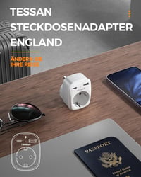 TESSAN 2 db Utazási Adapter UK Anglia Németország Csatlakozó 2 USB Aljzat 8