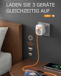 TESSAN 2 db Utazási Adapter UK Anglia Németország Csatlakozó 2 USB Aljzat 4