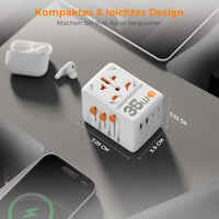 TESSAN 35W Utazási Adapter Világszerte, 3 USB-C 2 USB-A Gyorstöltő 5