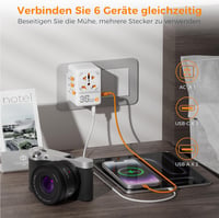 TESSAN 35W Utazási Adapter Világszerte, 3 USB-C 2 USB-A Gyorstöltő 3