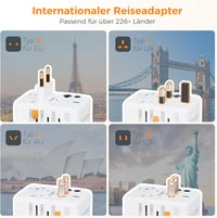 TESSAN 35W Utazási Adapter Világszerte, 3 USB-C 2 USB-A Gyorstöltő 4