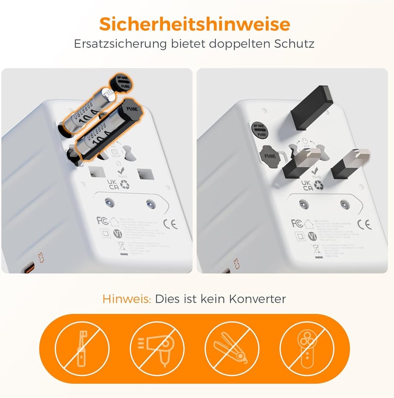 TESSAN 35W Utazási Adapter Világszerte, 3 USB-C 2 USB-A Gyorstöltő