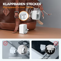TESSAN 5 az 1-ben utazó adapter összecsukható angol-német típusú aljzat 2 USB-C és 2 USB-A porttal 3