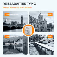 TESSAN 5 az 1-ben utazó adapter összecsukható angol-német típusú aljzat 2 USB-C és 2 USB-A porttal 2
