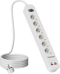 TESSAN 6-ágú elosztó 2 USB-C és 2 USB-A porttal, 5m hosszú kábellel és kapcsolóval 1