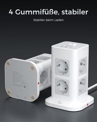 TESSAN 8-utas elosztó túlfeszültség-védelemmel, USB-C, 3 m kábel, 3600 W - szürke 8