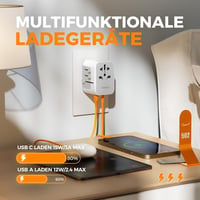 TESSAN Univerzális Utazó Adapter 5 USB Porttal, 2 USB A és 3 USB C, Nemzetközi Csatlakozó Adapter USA Anglia Japán Ausztrália 2