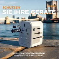 TESSAN Univerzális Utazó Adapter 5 USB Porttal, 2 USB A és 3 USB C, Nemzetközi Csatlakozó Adapter USA Anglia Japán Ausztrália 5