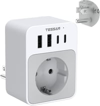 TESSAN USA utazási adapter 20W, 2 USB-C 2 USB-A, gyorstöltés, EU-USA típus B dugó - EU to US 4USB, White 1
