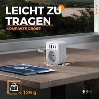 TESSAN USA utazási adapter 20W, 2 USB-C 2 USB-A, gyorstöltés, EU-USA típus B dugó - EU to US 4USB, White 6