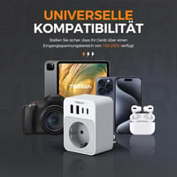 TESSAN USA utazási adapter 20W, 2 USB-C 2 USB-A, gyorstöltés, EU-USA típus B dugó - EU to US 4USB, White 7