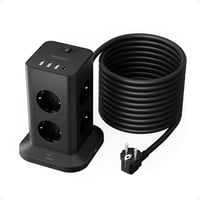 Predlžovací kábel TESSAN USB-C 10 metrov čierny – Multifunkčná zásuvka s USB nabíjačkou 1