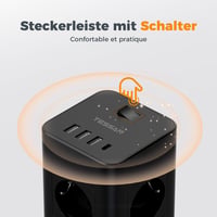 Predlžovací kábel TESSAN USB-C 10 metrov čierny – Multifunkčná zásuvka s USB nabíjačkou 7