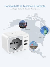 TESSAN Utazási Adapter USA Kanada Mexikó 2 USB Aljzat Töltő 2