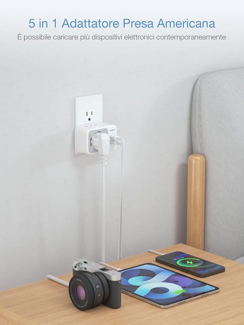 TESSAN Utazási Adapter USA Kanada Mexikó 2 USB Aljzat Töltő