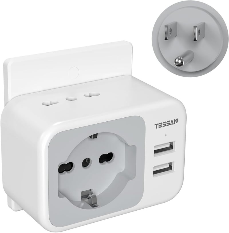 TESSAN Utazási Adapter USA Kanada Mexikó 2 USB Aljzat Töltő