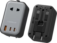 Adaptor de călătorie universal TESSAN, încărcător de rețea 20W PD, 2 USB-C și 1 USB-A, adaptor de călătorie subțire pentru UK, SUA, Japonia, Europa, Australia 1