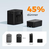 Adaptor de călătorie universal TESSAN, încărcător de rețea 20W PD, 2 USB-C și 1 USB-A, adaptor de călătorie subțire pentru UK, SUA, Japonia, Europa, Australia 5