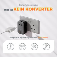 Adaptor de călătorie universal TESSAN, încărcător de rețea 20W PD, 2 USB-C și 1 USB-A, adaptor de călătorie subțire pentru UK, SUA, Japonia, Europa, Australia 6