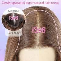 Perucă sintetică pentru femei, 13x6, ombre, amestec maro deschis cu alb, dantelă frontală, lungă, ondulată, 22 inchi, fibră termorezistentă, pentru purtare zilnică 2