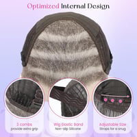 Perucă sintetică pentru femei, 13x6, ombre, amestec maro deschis cu alb, dantelă frontală, lungă, ondulată, 22 inchi, fibră termorezistentă, pentru purtare zilnică 3