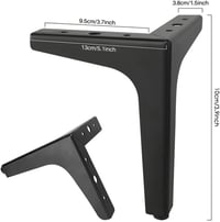 Tesyeux 4 db háromszög alakú fekete fém bútorláb 10 cm TV állványhoz, komódhoz, fiókos szekrényhez csavarokkal 2