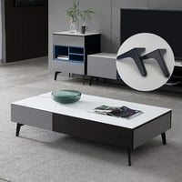 Tesyeux 4 db háromszög alakú fekete fém bútorláb 10 cm TV állványhoz, komódhoz, fiókos szekrényhez csavarokkal 7