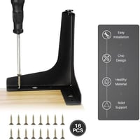 Tesyeux 4 db háromszög alakú fekete fém bútorláb 10 cm TV állványhoz, komódhoz, fiókos szekrényhez csavarokkal 3