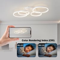 Tetipa plafonieră LED reglabilă cu schimbare de culoare, 40-60 W, 100 cm, cu telecomandă și aplicație, modernă, albă, pentru sufragerie și dormitor 6