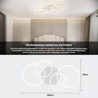 Tetipa plafonieră LED reglabilă cu schimbare de culoare, 40-60 W, 100 cm, cu telecomandă și aplicație, modernă, albă, pentru sufragerie și dormitor 4