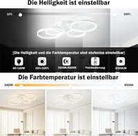 Tetipa plafonieră LED reglabilă cu schimbare de culoare, 40-60 W, 100 cm, cu telecomandă și aplicație, modernă, albă, pentru sufragerie și dormitor 2