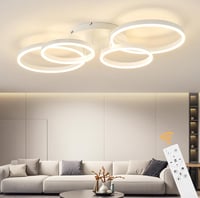 Tetipa plafonieră LED reglabilă cu schimbare de culoare, 40-60 W, 100 cm, cu telecomandă și aplicație, modernă, albă, pentru sufragerie și dormitor 1