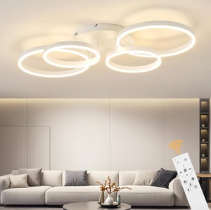 Tetipa plafonieră LED reglabilă cu schimbare de culoare, 40-60 W, 100 cm, cu telecomandă și aplicație, modernă, albă, pentru sufragerie și dormitor