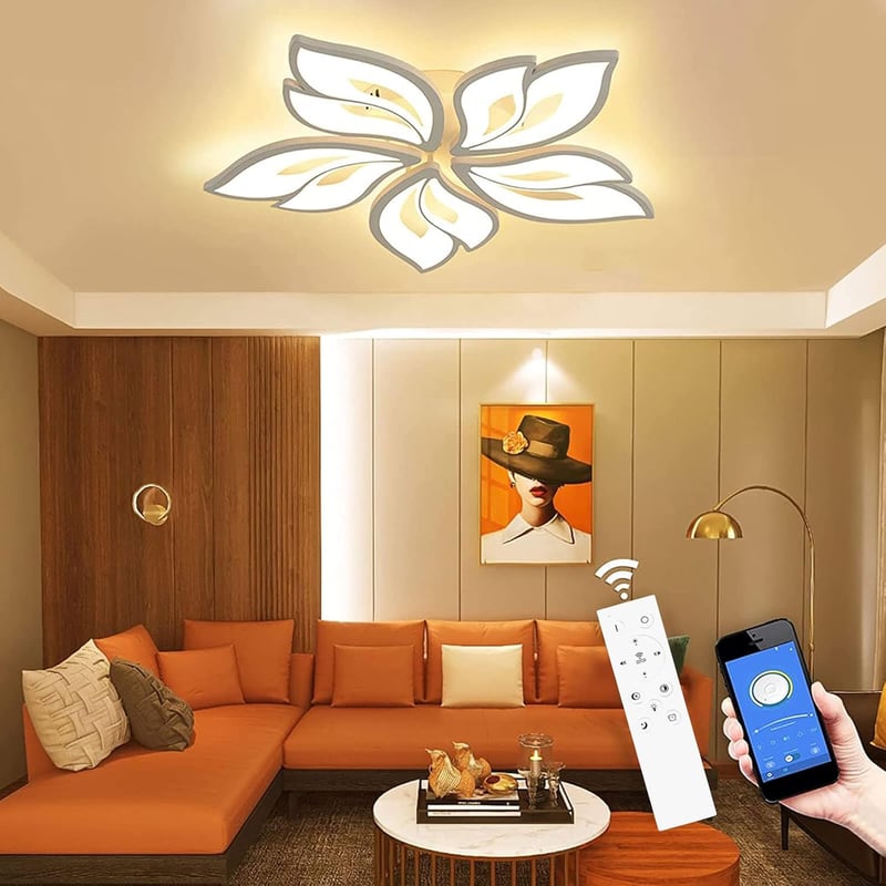 Tetipa Virág Alakú LED Mennyezeti Lámpa 40-80W - Távirányítós, Applikációs Vezérlés, Színhőmérséklet Állítás, Fényerőszabályzás, Modern Dizá