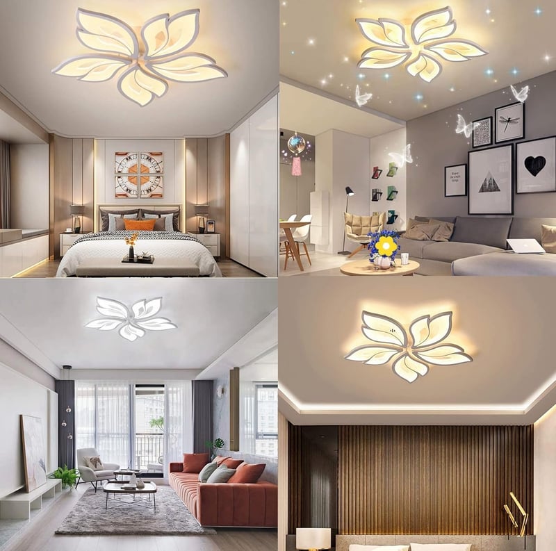 Tetipa Virág Alakú LED Mennyezeti Lámpa 40-80W - Távirányítós, Applikációs Vezérlés, Színhőmérséklet Állítás, Fényerőszabályzás, Modern Dizá