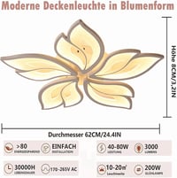 Tetipa Virág Alakú LED Mennyezeti Lámpa 40-80W - Távirányítós, Applikációs Vezérlés, Színhőmérséklet Állítás, Fényerőszabályzás, Modern Dizá 2