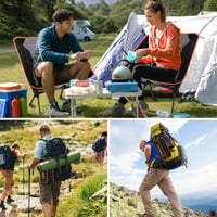 Scaun de camping pliabil TEWWCEO cu geantă de transport, scaun de pescuit ultraușor negru pentru picnic, drumeții și utilizare în aer liber 7