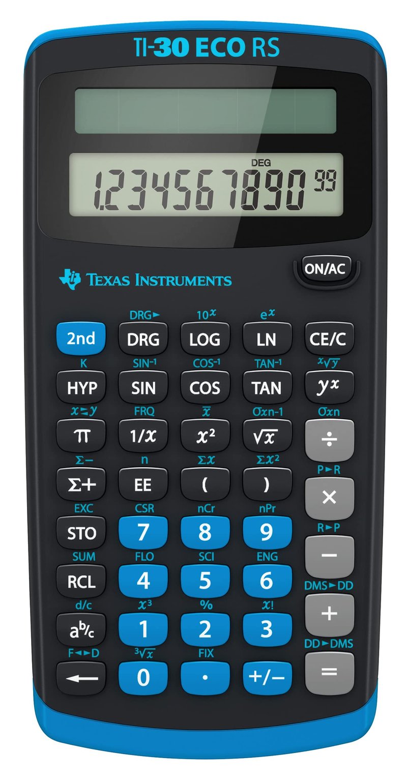 Vedecká kalkulačka Texas Instruments TI-30 ECO RS – jednoriadkový 10-miestny displej, solárne napájanie, čierna