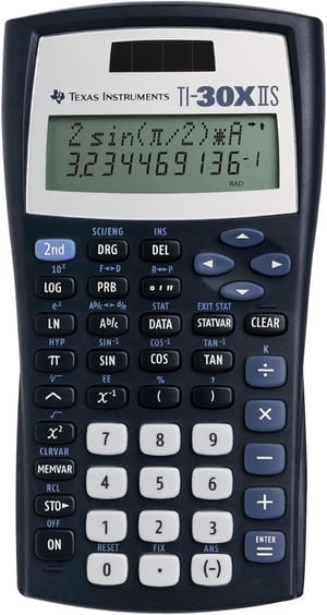 Texas Instruments TI-30 XIIS školski kalkulator s dva retka, na solarni/baterijski pogon - tamnoplavi