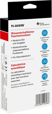Texas Instruments TI-30 XIIS kétsoros iskolai számológép, napelemes/elemes - sötétkék 4